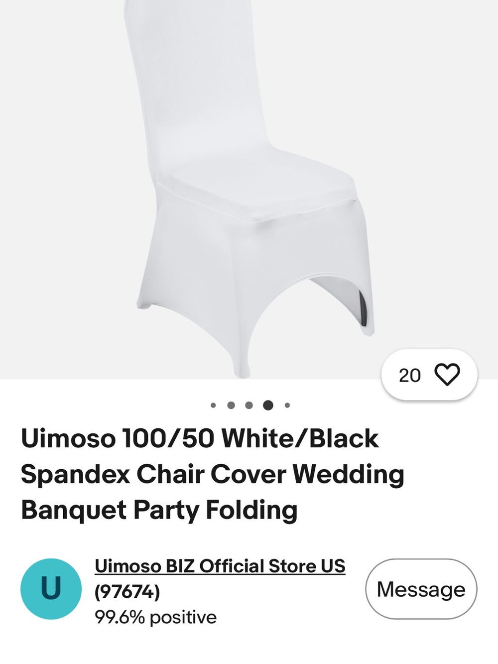25 white chair covers — Banquet & Wedding
